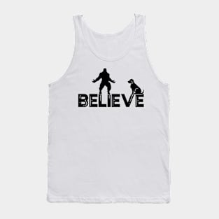 Believe Bigfoot Sasquatch Funny Dog, Unique Cryptid Dog Lover Tee Tank Top